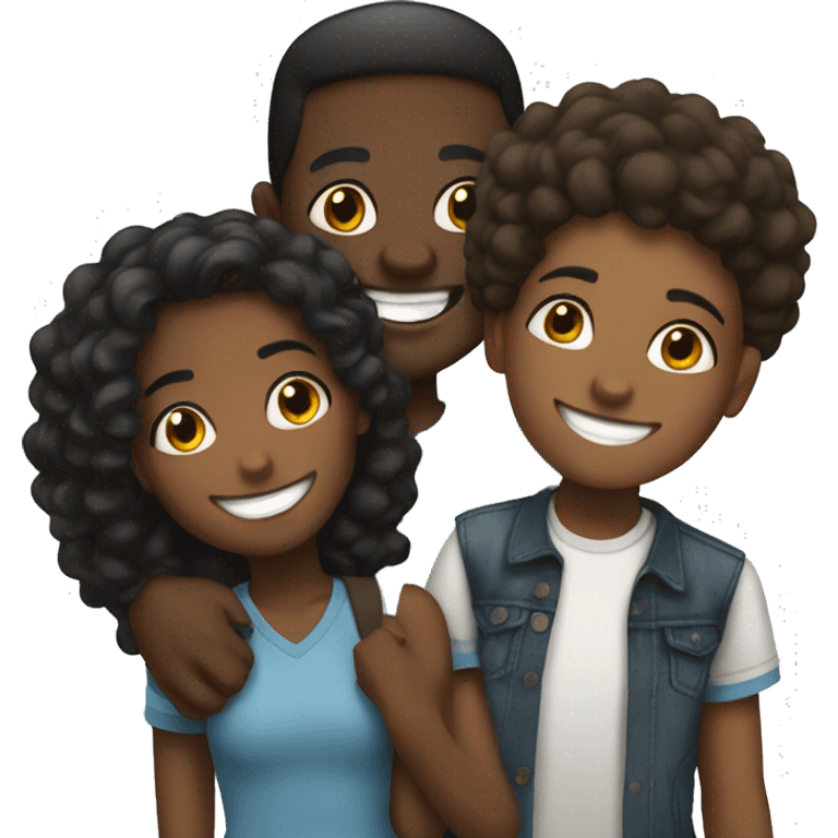 happy group of 2 black girls 1 black guy emoji