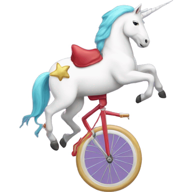 an upside down unicorn riding a unicycle emoji