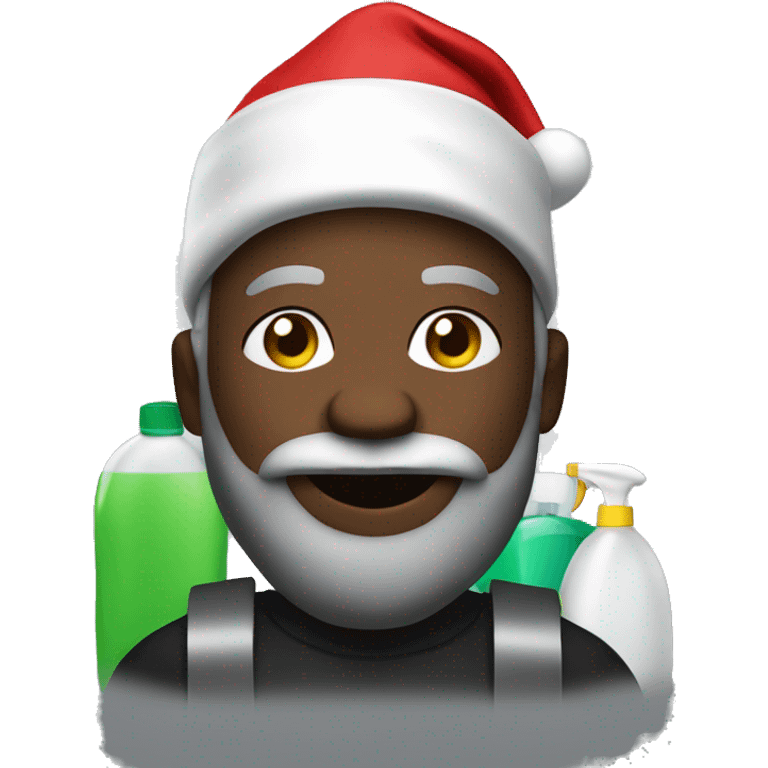 Create a black Santa with cleaning supplies  emoji