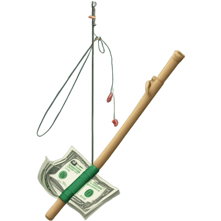 Fishing pole catching cash emoji