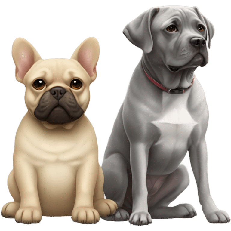 Grey labrador with French bull dog emoji