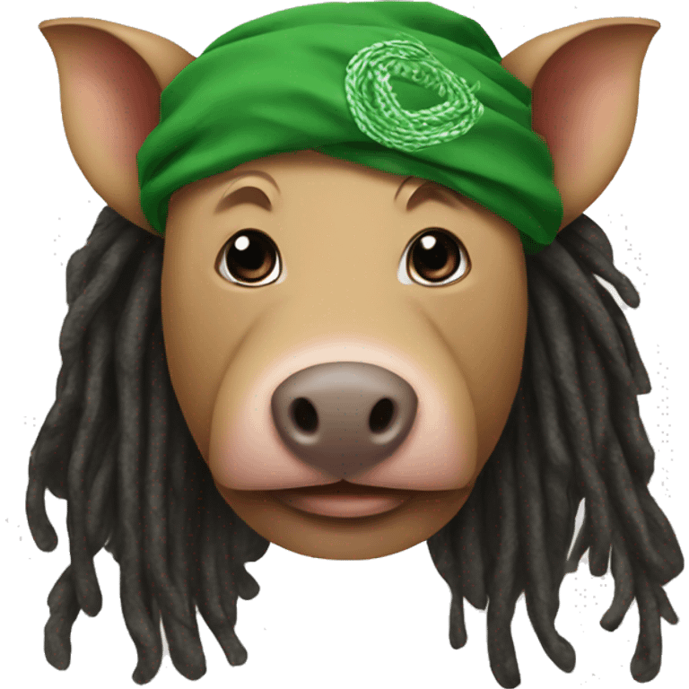 hog with dreadlocs and a green bandana emoji