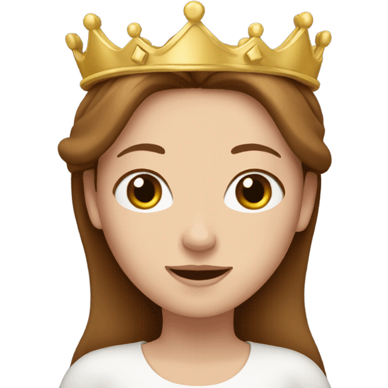 White Girl with brown hair and a crown  emoji