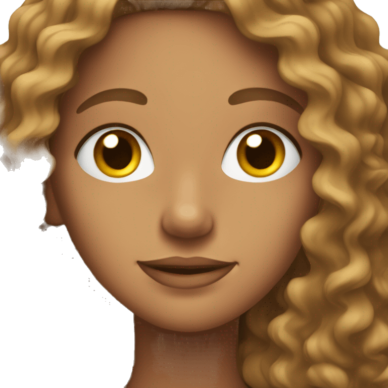 Tan girl with long curly brown hair  emoji