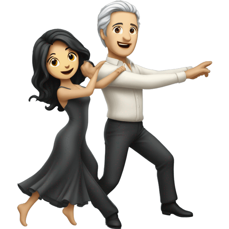 woman with long black hair and man with gray hair dancing waltz emoji