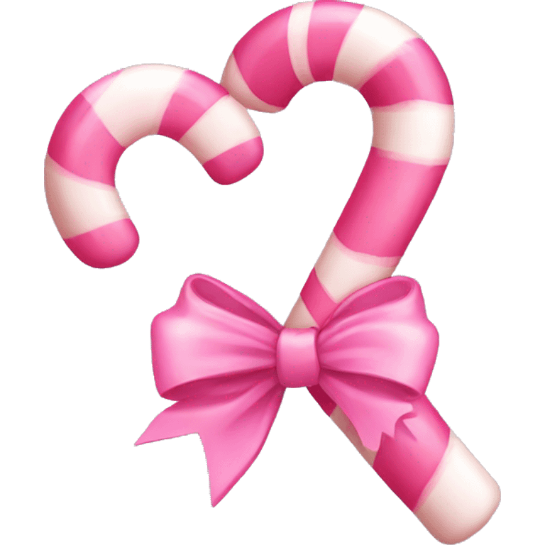 Pink candy cane with pink bow emoji