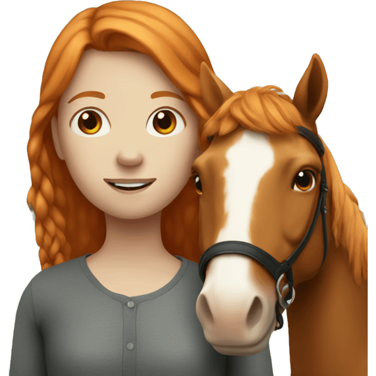 Ginger girl with a horse  emoji