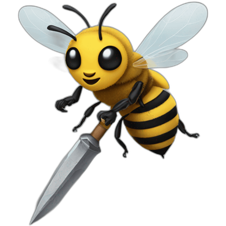 a bee with a weapon emoji