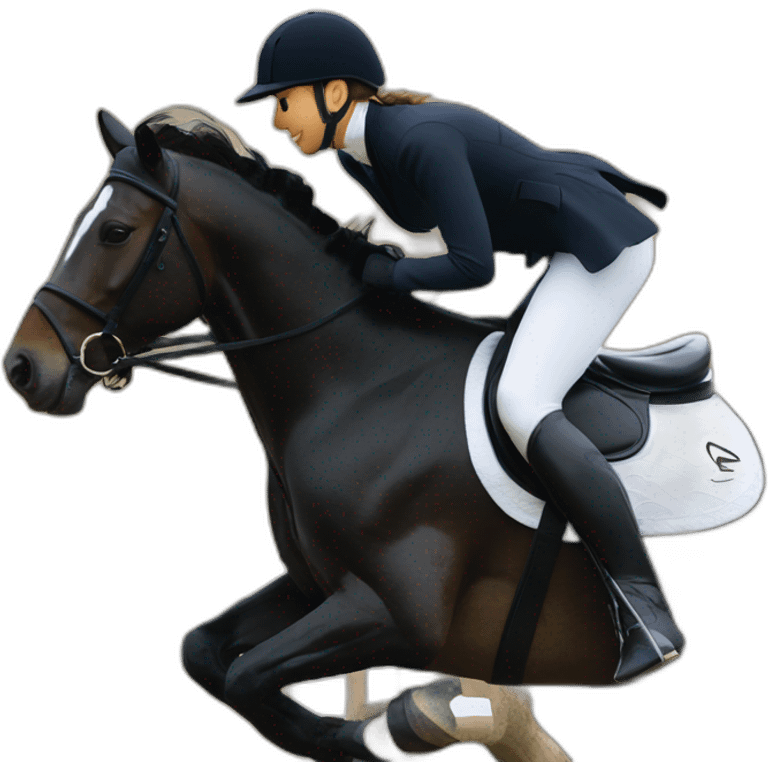 Black eventing horse galloping on cross country emoji