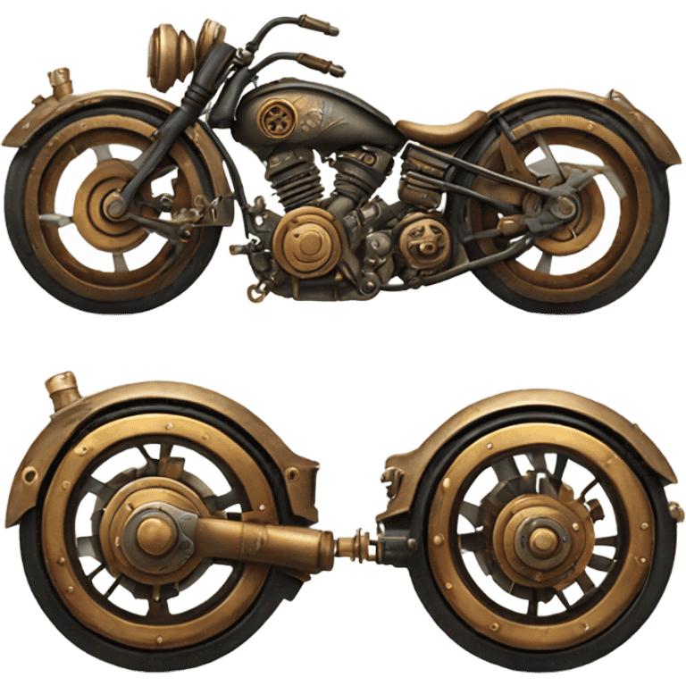 steampunk motorbike back view emoji