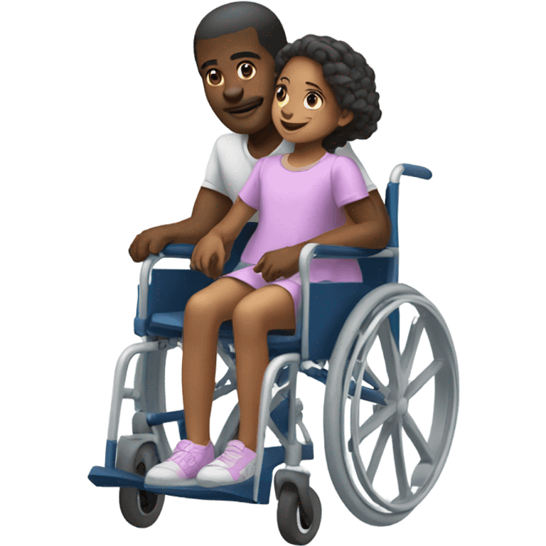 Black man pushing girl in wheelchair  emoji