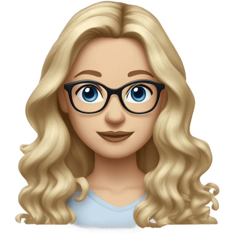 Realistic Blonde balayage hair white women blue eyes and small glasses flicking hair  emoji