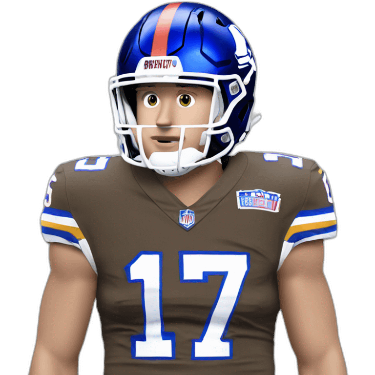 josh allen, a white man, wearing number 17 emoji