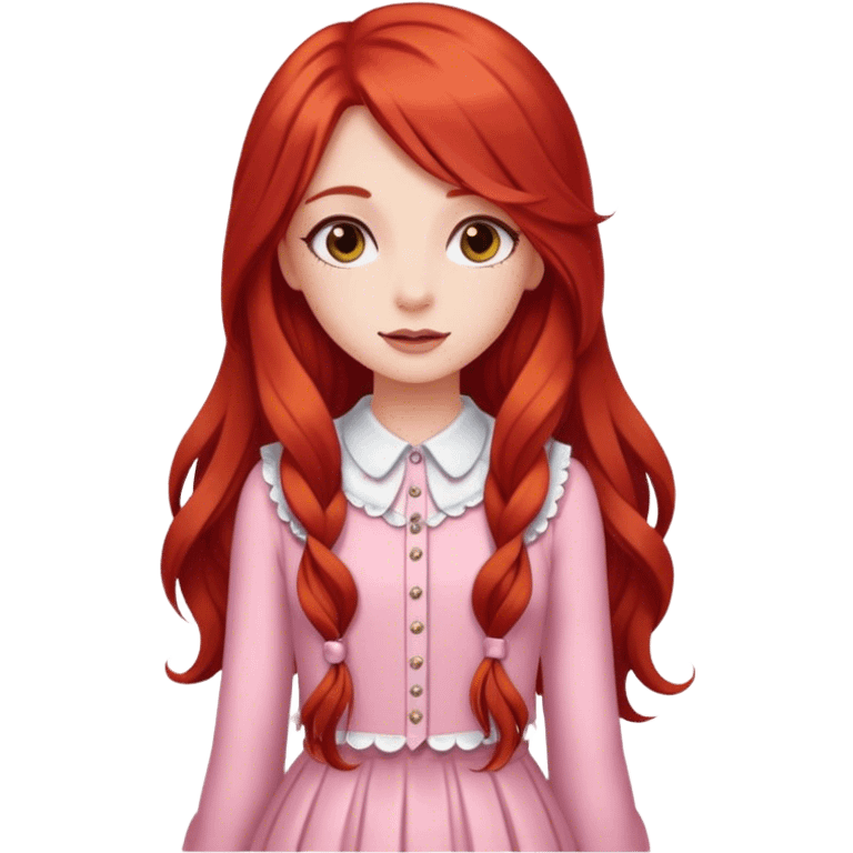 Girl with long red hair dressed girly emoji