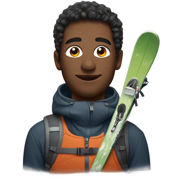 male portrait in nature with skis emoji