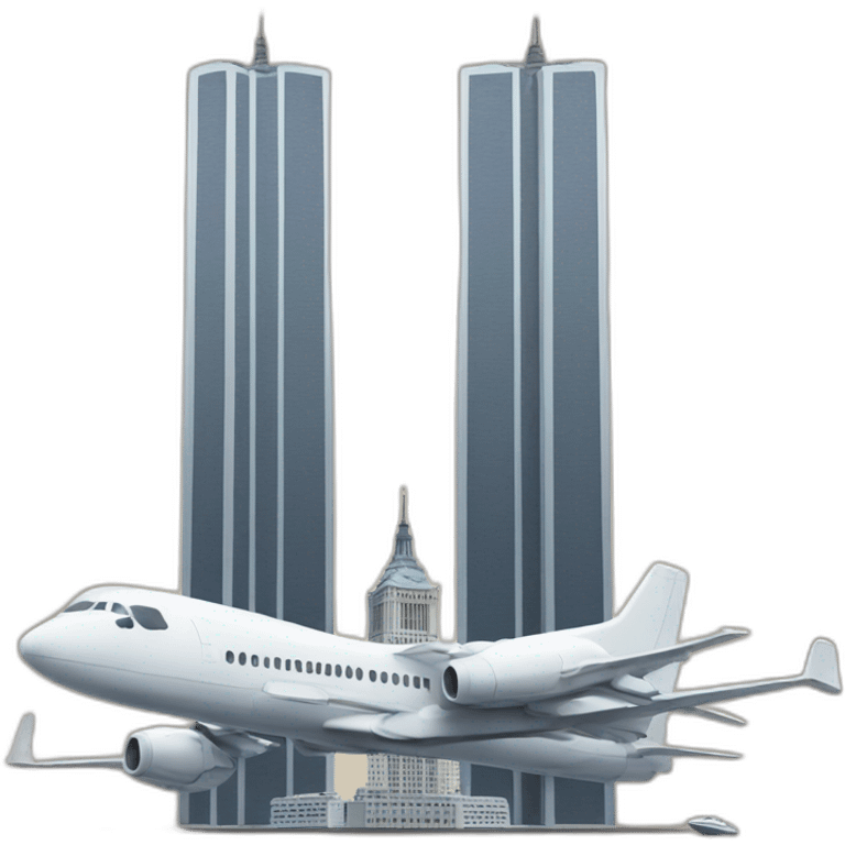 twin towers with a plane emoji