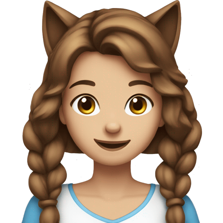 Satisfied girl emoji brown hair blue eyes cat ears emoji