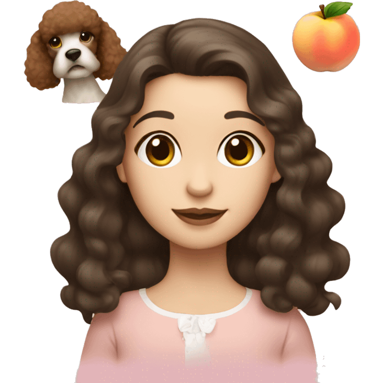 Brunette girl is pale with a peach poodle emoji