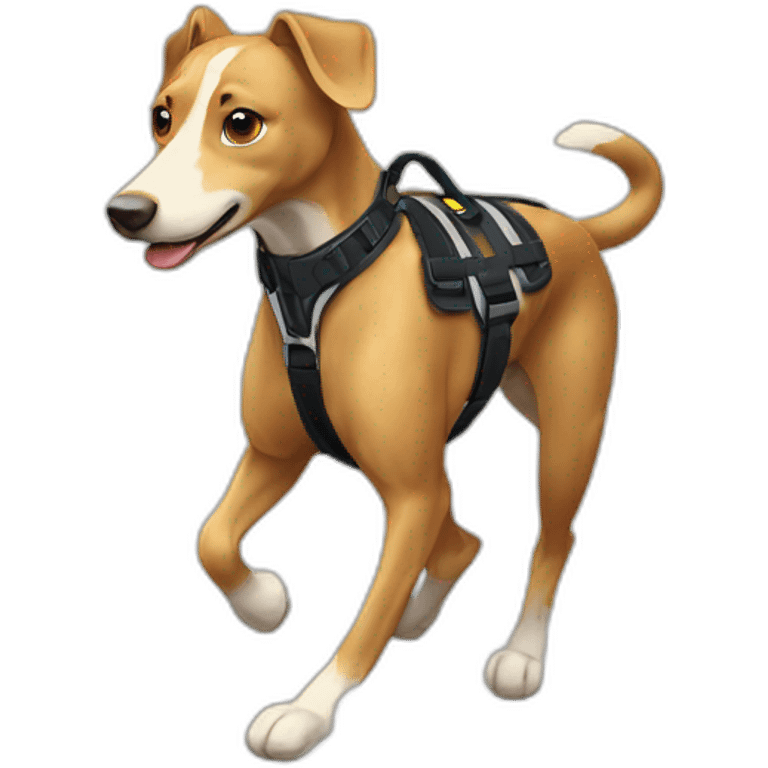 German braque with harness for running  emoji