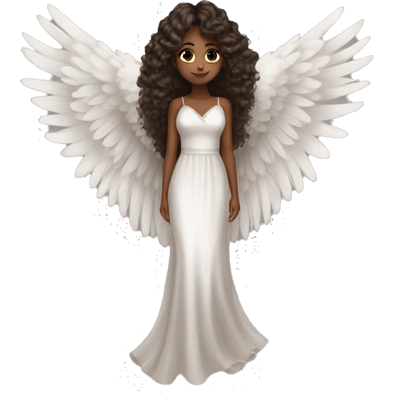 Beautiful black angel wings long dress brown hair eyelashes emoji