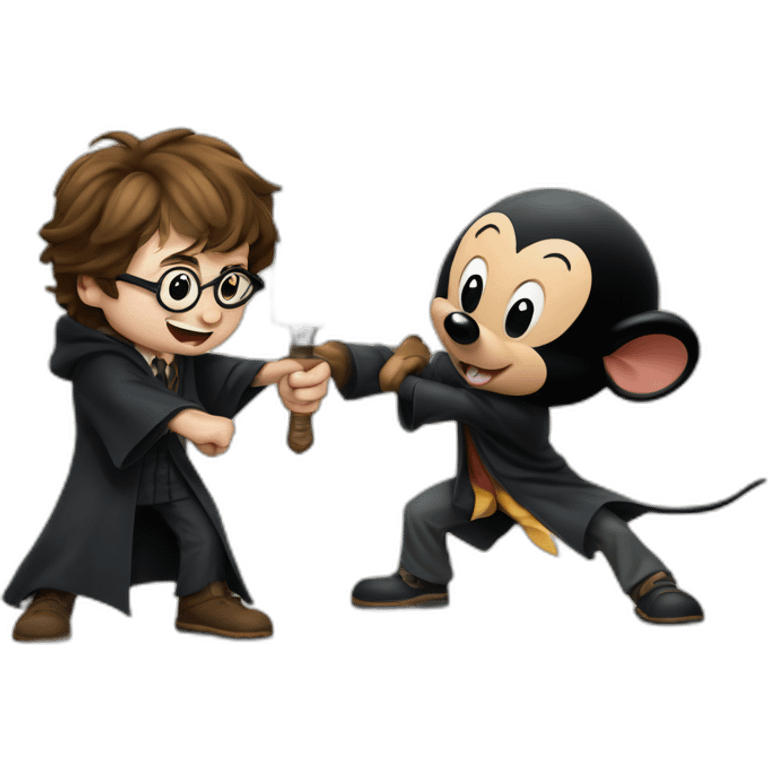 harry potter and mickey mouse in a knife fight emoji