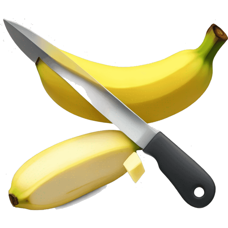 a banana being cut by a knife emoji