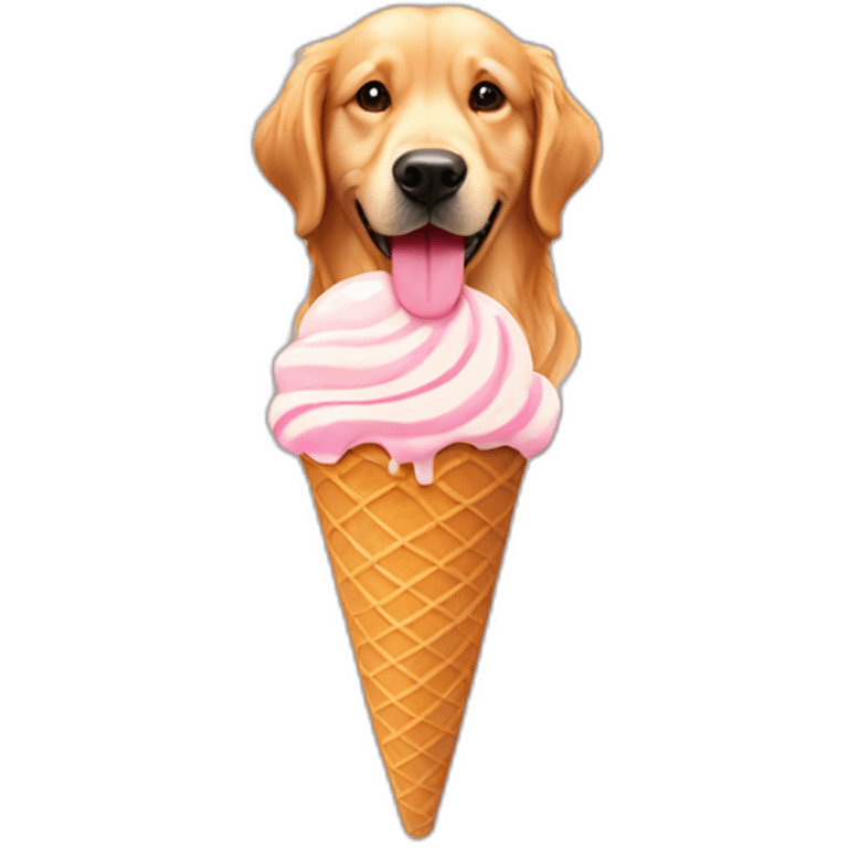 golden retriever eating an ice cream cone emoji