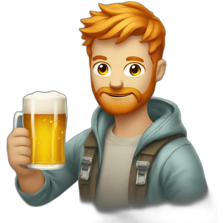 a male blond but bold and male red head programmers, drinking beer and coding emoji