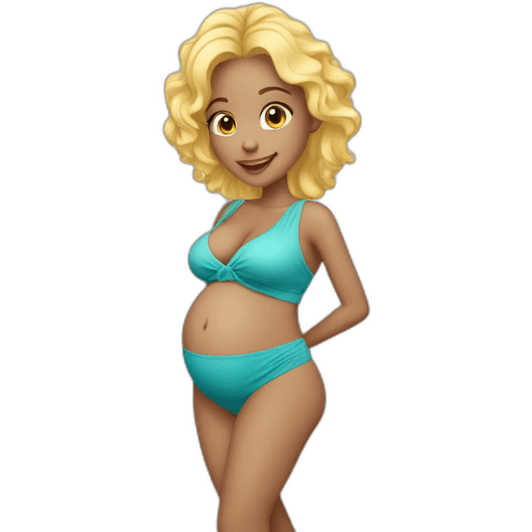 adorable pregnant blond full body women with beach-wave-hair emoji