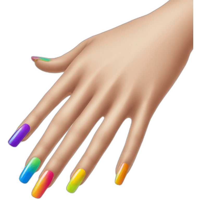 Putting rainbow Nail polish on emoji