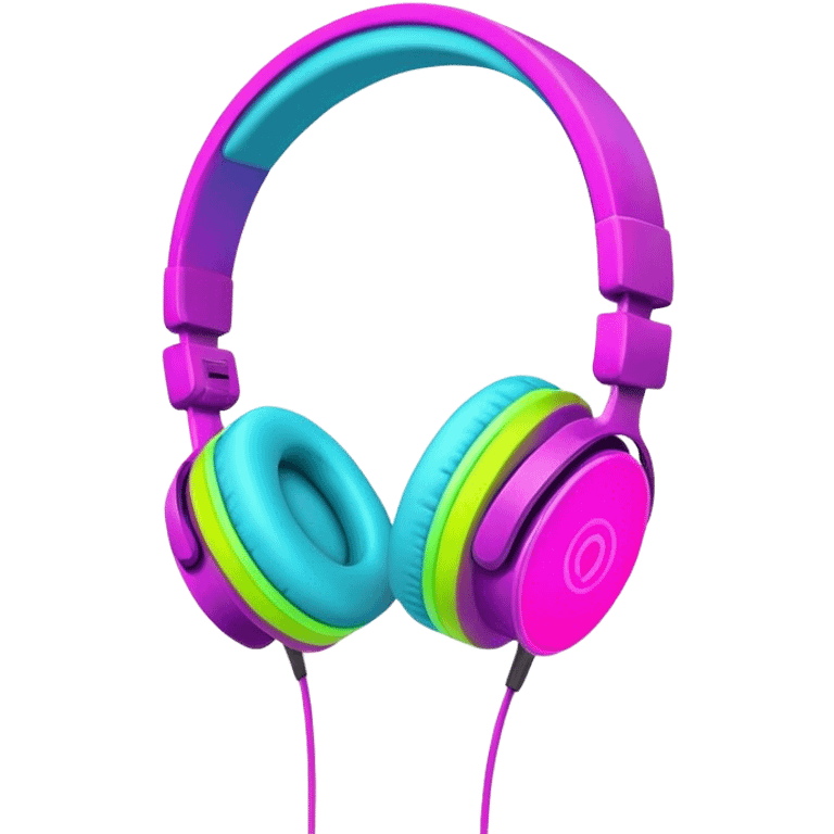 Neon colors headphones emoji