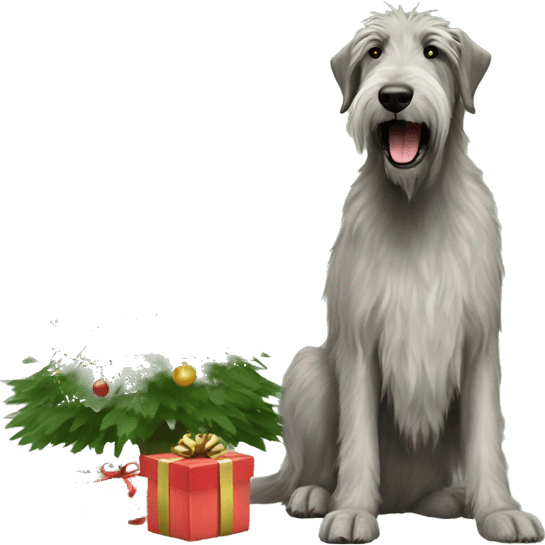  Irish wolfhound dog and christmas tree emoji