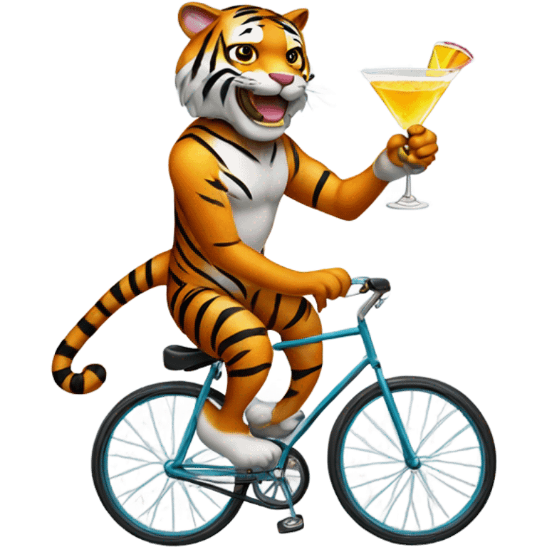 Tiger drinking a martini one a unicycle  emoji