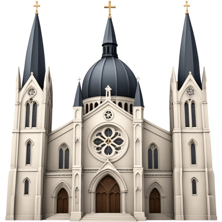 Cinematic Realistic St. Mary's Basilica Landmark Emoji, showcasing the iconic gothic church rendered with lifelike textures and soft, reverent lighting. emoji