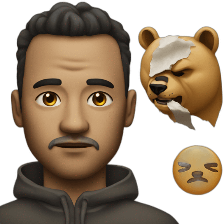 man with scar on the eye with longbear and cigaret emoji