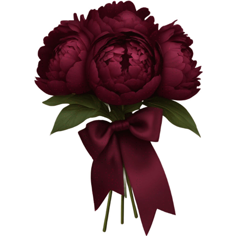 A vintage arrangement of dark red peonies with a deep burgundy bow
 emoji