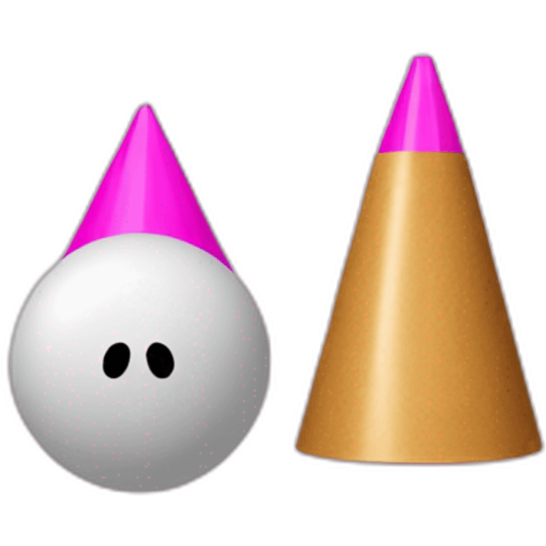 two circular balls with a cylinder over it, with a pink cone on top emoji