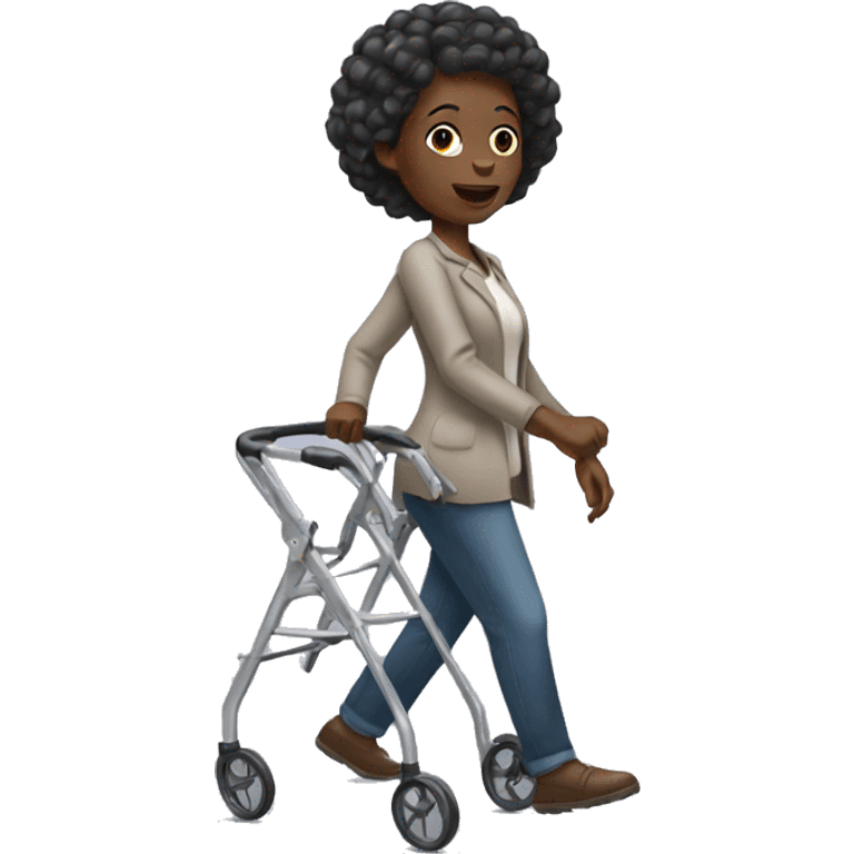 black woman using walker emoji