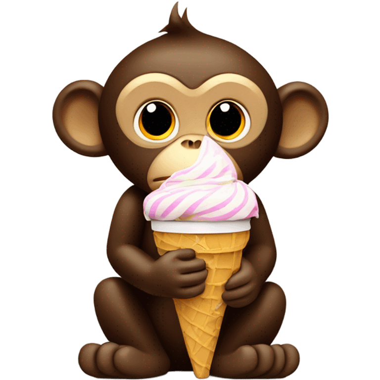 Monkey with ice cream emoji