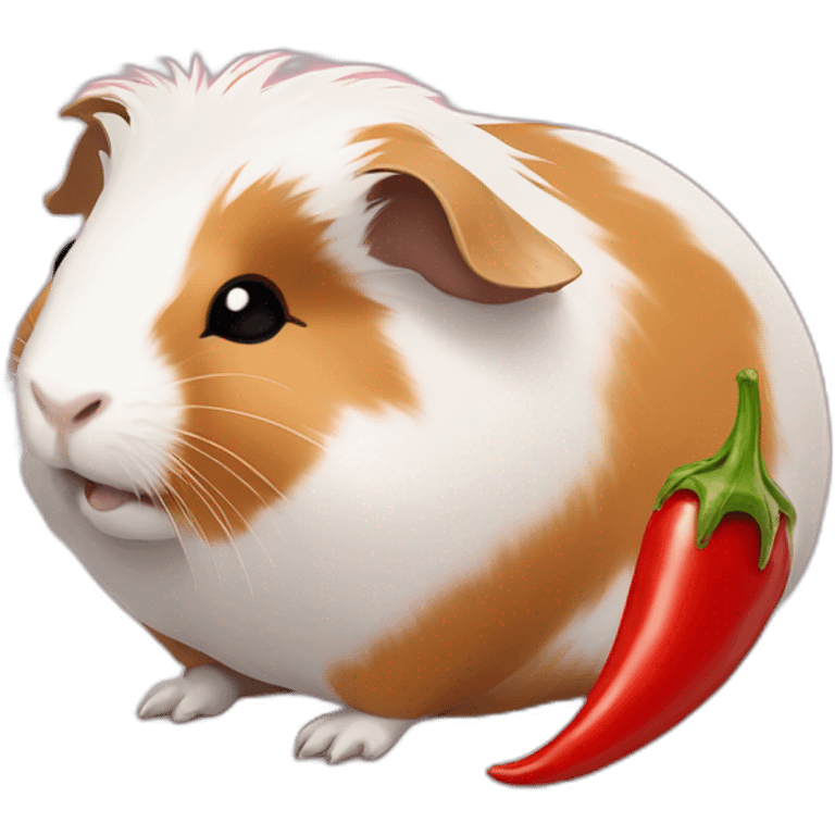 Guinea pig eating a chili pepper emoji