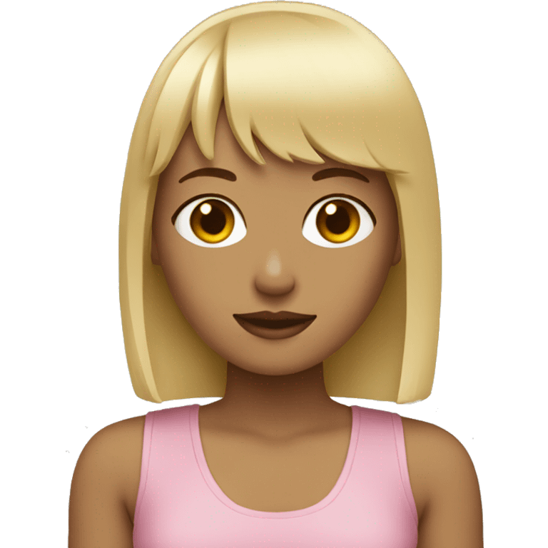 Girl with blonde wolfcut with bangs emoji