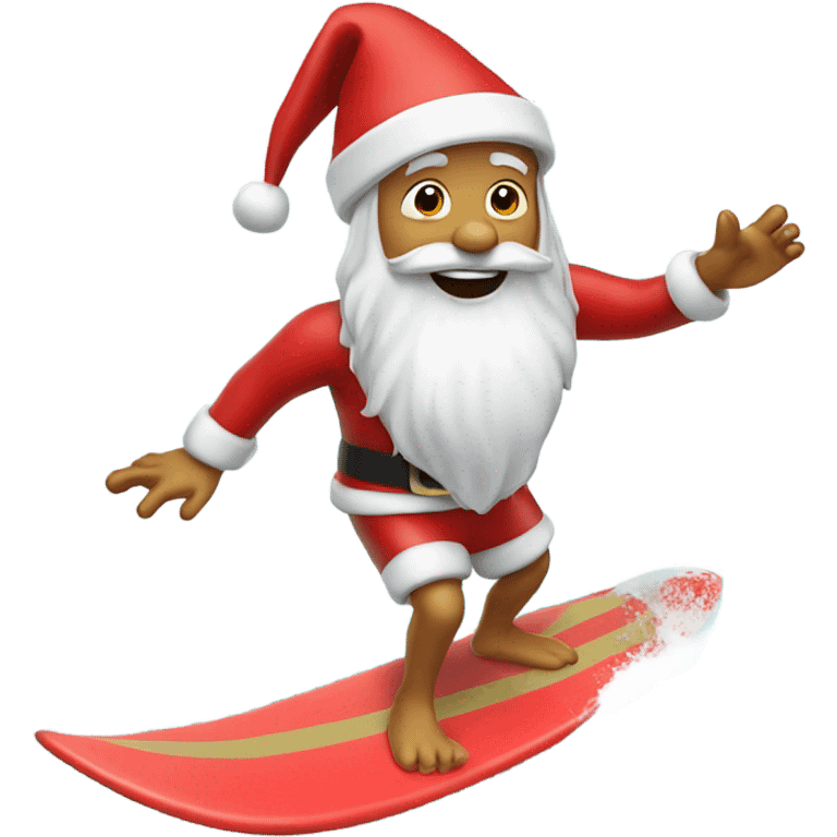 Santa on a surfboard surfing emoji