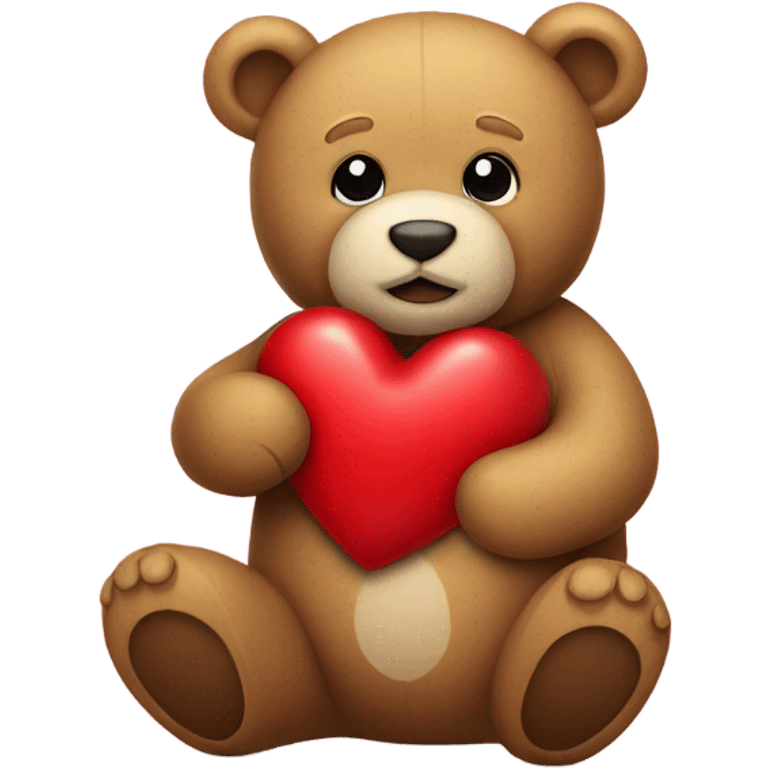 Teddybear holding a red heart emoji