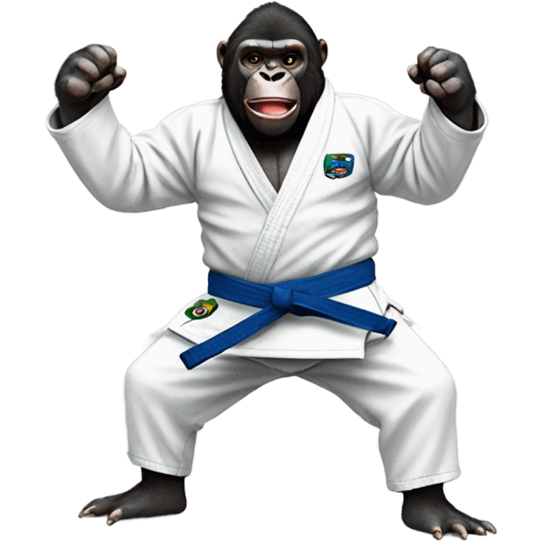 Happy gorilla wearing BJJ gi  emoji