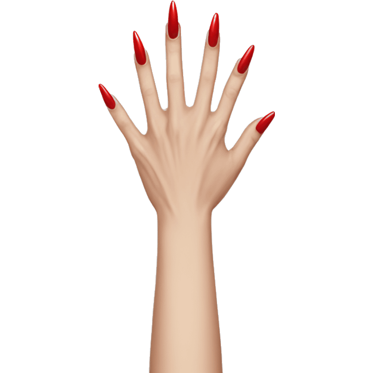 Fierce thin pale hands with long stiletto red nails emoji