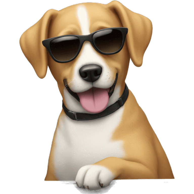 Dog with sunglasses in convertible emoji