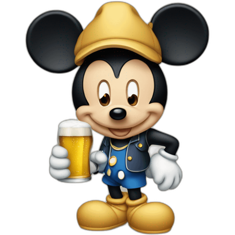 Mickey avec une bière emoji