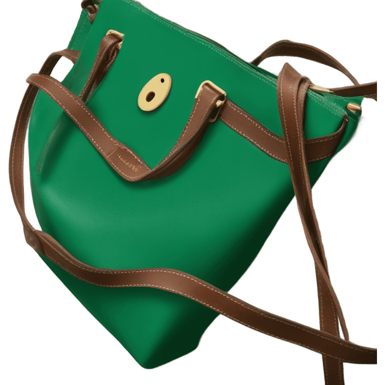 Longchamp le pliage green emerald with brown strap emoji