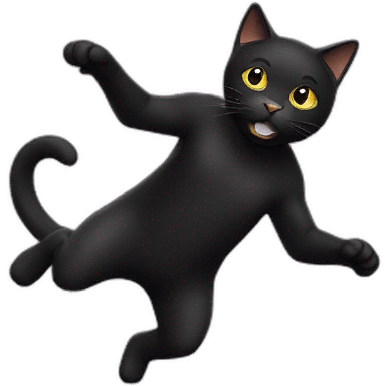 Black cat breakdancing emoji