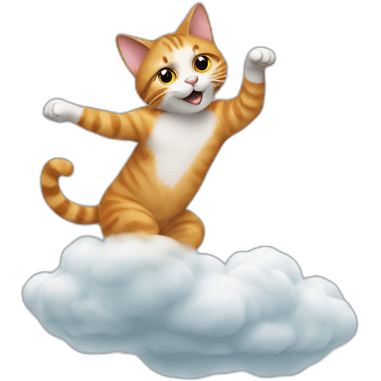 a cat dancing on the cloud emoji